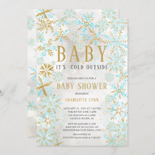 Elegant Baby It's Cold Outside Boys Baby Shower Invitation