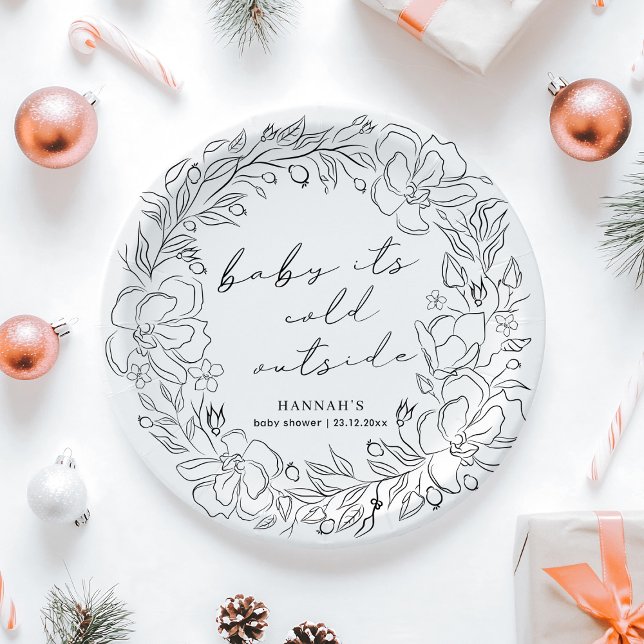 Elegant Baby It's Cold Outside Winter Shower line Paper Plate (Creator Uploaded)