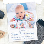 Elegant Baby Newborn 4 Photo Birth Announcement Postcard<br><div class="desc">Announce your new baby to friends and family with these elegant and modern photo collage birth announcement cards. Customise with 4 of your favourite photos, and personalise with name, born date, birth stats. COPYRIGHT © 2020 Judy Burrows, Black Dog Art - All Rights Reserved. Elegant Baby Newborn 4 Photo Birth...</div>