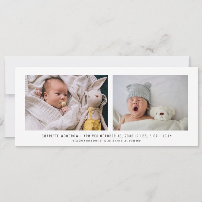 Elegant Baby Photo Collage Birth Announcement (Front)