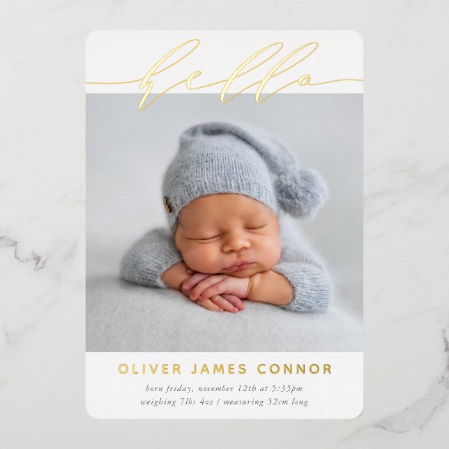 ELEGANT BABY PHOTO modern hello calligraphy tall (Front)