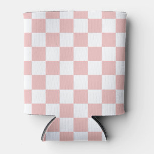 Elegant Baby Pink Chequerboard Can Cooler