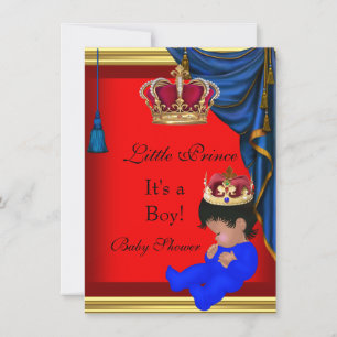Elegant Baby Shower Boy Blue Red Little Prince 2 Invitation
