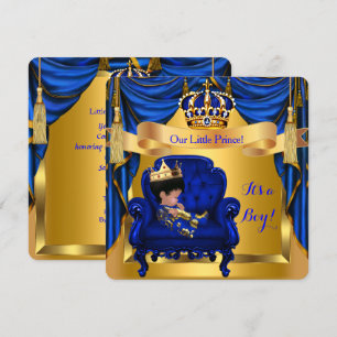 Elegant Baby Shower Boy Prince Royal Blue Gold Invitation