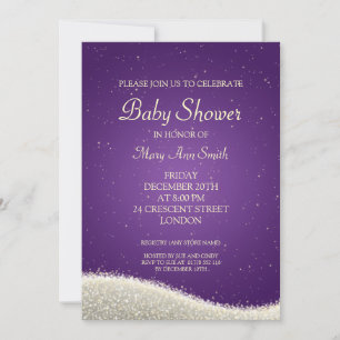 Elegant Baby Shower Dazzling Sparkles Purple Invitation