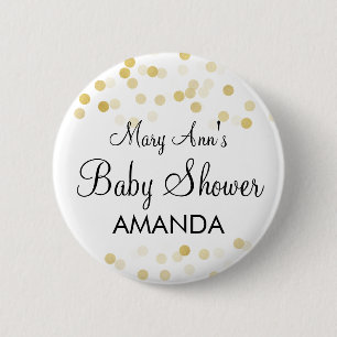Elegant Baby Shower Faux Gold Foil Glitter Lights 6 Cm Round Badge