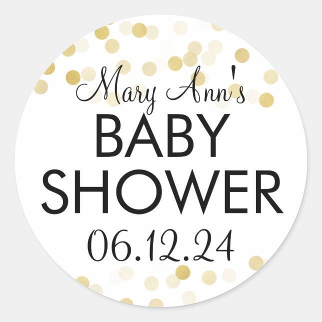 Elegant Baby Shower Faux Gold Foil Glitter Lights Classic Round Sticker (Front)