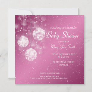 Elegant Baby Shower Festive Baubles Pink Invitation