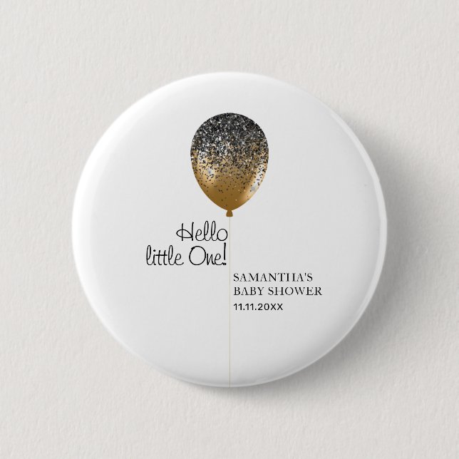 Elegant Baby Shower Gold Balloon 6 Cm Round Badge (Front)