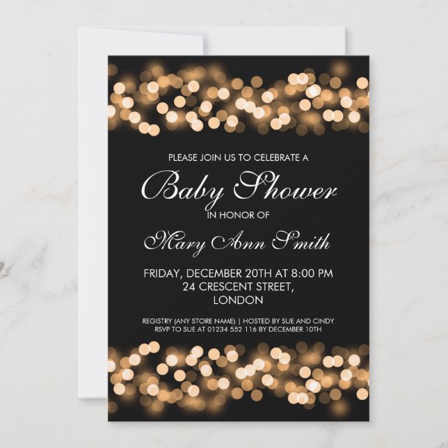 Elegant Baby Shower Gold Hollywood Glam Invitation (Front)