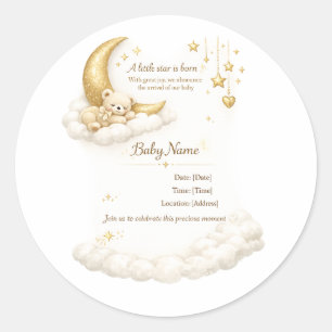 Elegant Baby Shower Invitation Classic Round Sticker