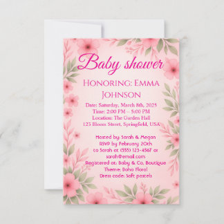 Elegant Baby Shower Invitation for Girls