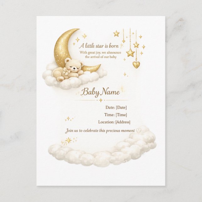 Elegant Baby Shower Invitation Postcard (Front)