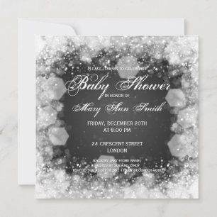 Elegant Baby Shower Night Sparkle Black Invitation