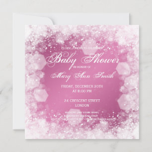 Elegant Baby Shower Night Sparkle Pink Invitation