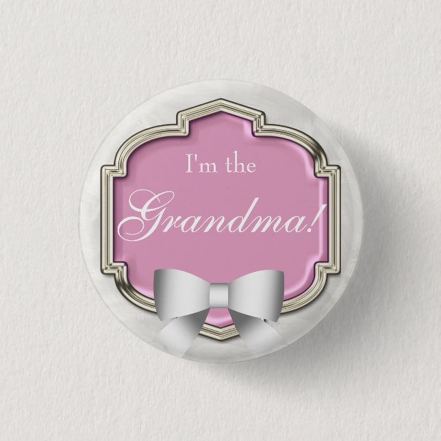 Elegant Baby Shower Party I'm the Grandma 3 Cm Round Badge (Front)
