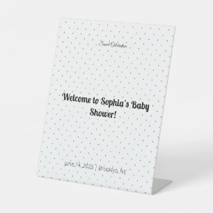 Elegant Baby Shower Pedestal Sign   Floral & Gold 