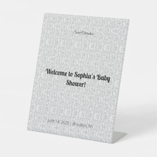 Elegant Baby Shower Pedestal Sign   Floral & Gold 