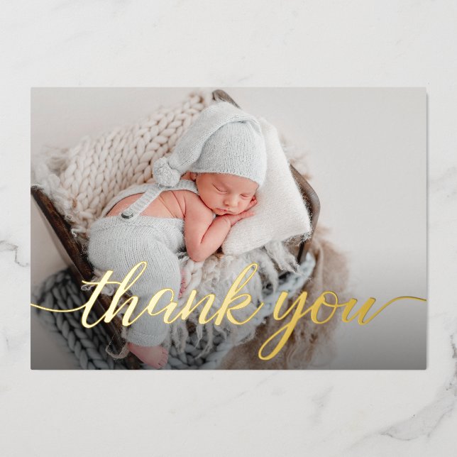 Elegant Baby shower photo thank you Script (Front)