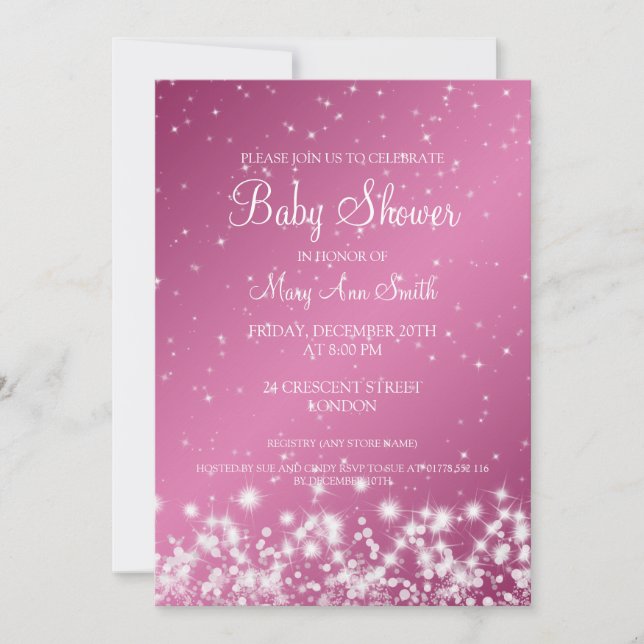 Elegant Baby Shower Winter Sparkle Pink Invitation (Front)