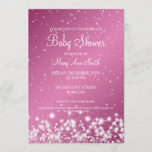 Elegant Baby Shower Winter Sparkle Pink Invitation