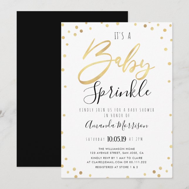 Elegant baby sprinkle baby shower invitation (Front/Back)