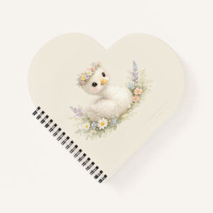 Elegant Baby Swan Wildflower Watercolor Stationery Notebook