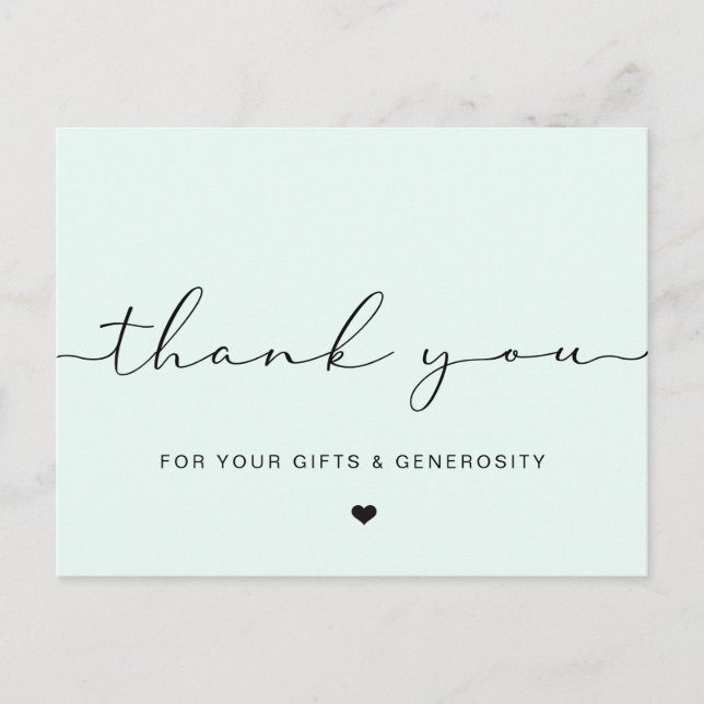 Elegant baby thank you cards, birthday thank you postcard (Front)