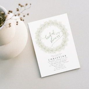 Elegant Baby's Breath Wreath Bridal Shower Invitation