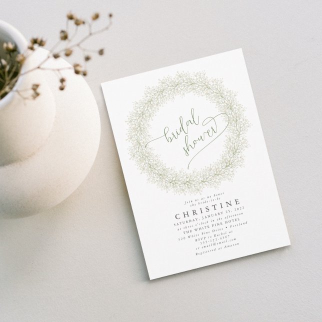Elegant Baby's Breath Wreath Bridal Shower Invitation (Creator Uploaded)