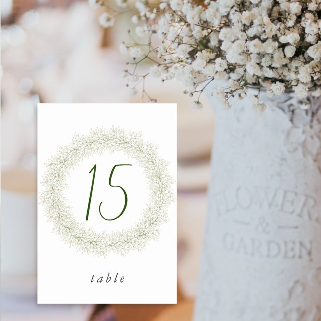 Elegant Baby's Breath Wreath Bridal Shower Table Number (Creator Uploaded)