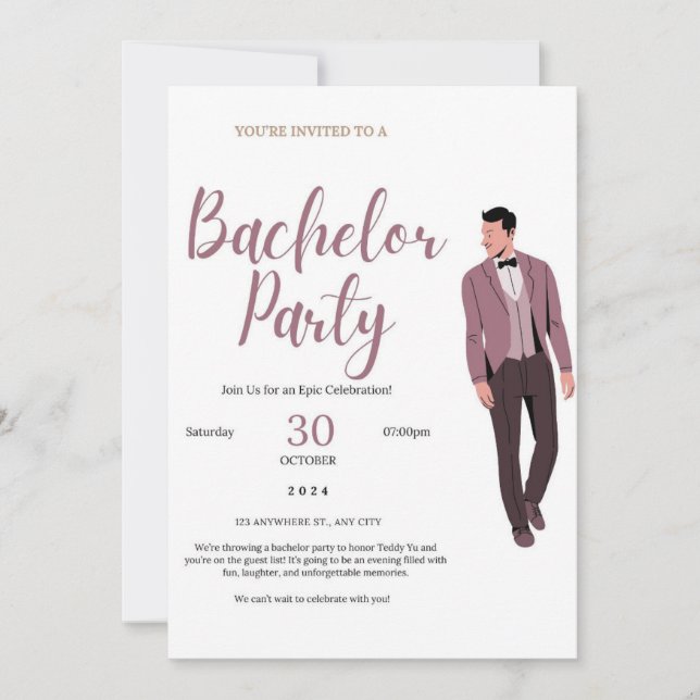 Elegant Bachelor Party Invitation (Front)