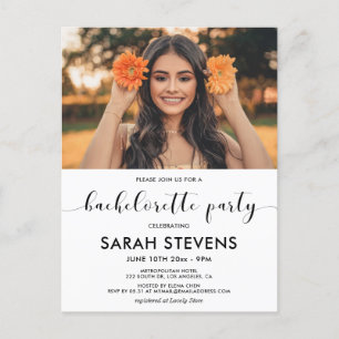 Elegant Bachelorette Party photo invitation Postcard