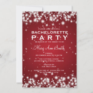 Elegant Bachelorette Party Winter Sparkle Red Invitation