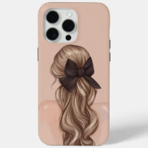 Elegant Back View Girl with Bow Phone Case 