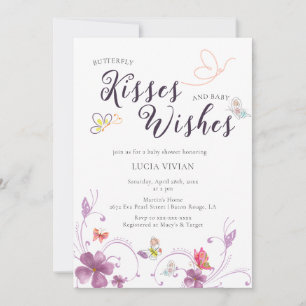 Elegant Baho Butterfly Kisses & Wishes Baby Shower Invitation