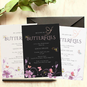 Elegant Baho He Gives Me Butterflies Bridal Shower Invitation