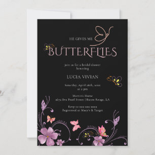 Elegant Baho He Gives Me Butterflies Bridal Shower Invitation