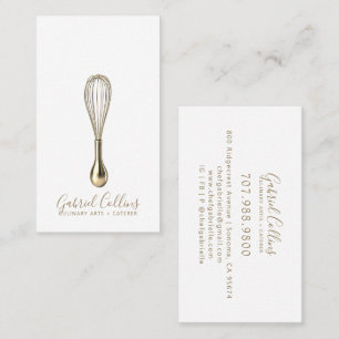 Elegant Baker Caterer Gold Whisk  Business Card