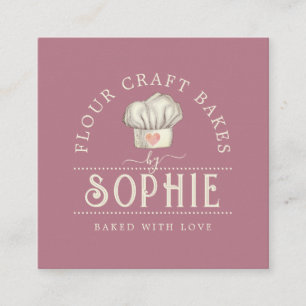 Elegant Baker's Logo Cream Dusty Pink Square Business Card