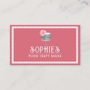 Elegant Baker's Pink Cake Logo Business Card