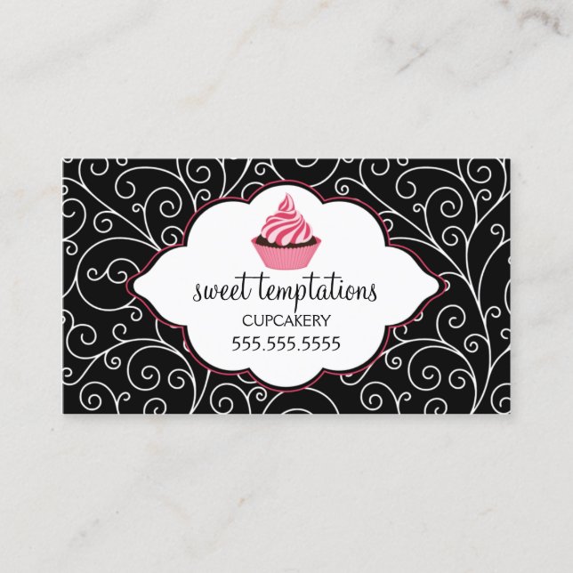Elegant Bakery Cupcake Business Card (Front)