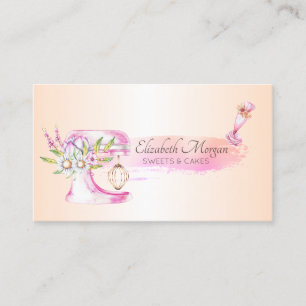 Elegant Bakery Mixer Tool Piping Bag Flowers Business Card