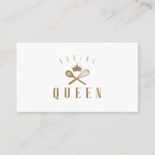 Elegant Baking Queen Whisk & Spoon Crown White Business Card
