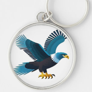 Elegant Bald Eagle Emblem Key Ring