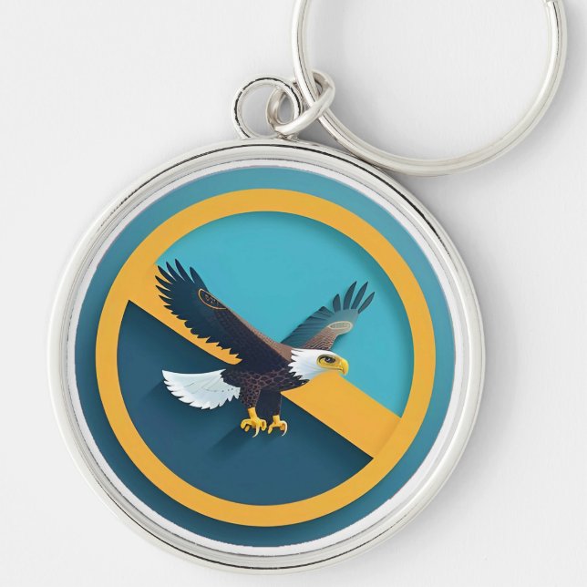 Elegant Bald Eagle Emblem Key Ring (Front)