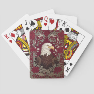 Elegant Bald Eagle William Morris Inspired Floral Playing Cards