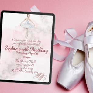 Elegant Ballerina and stardust birthday party Invitation
