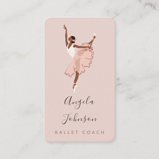 Elegant Ballerina Dancer Illustration Dance School Business Card (Front)
