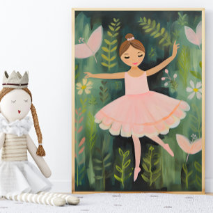 Elegant Ballerina Nursery Wall Art Poster